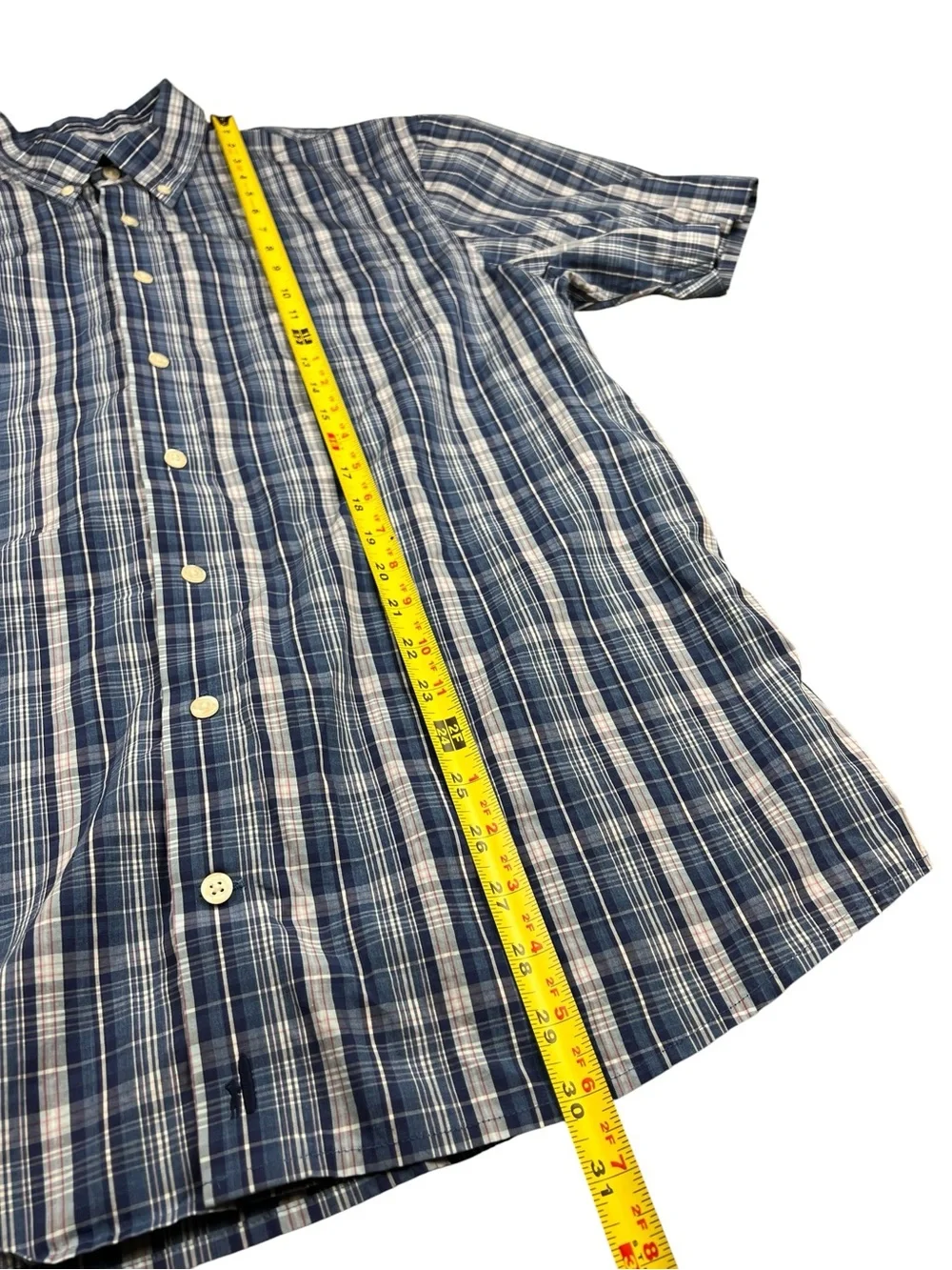 Johnnie-O Shirt Mens XL Deep Water Blue Plaid Button Up 100% Cotton Golf Casual